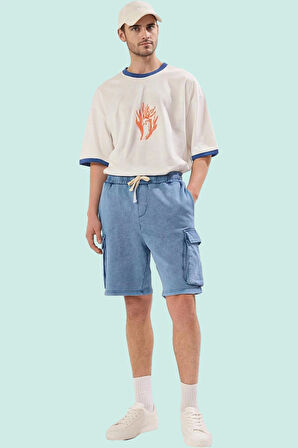 Erkek Pamuklu Dar Paça Şort Yıkamalı Casual Günlük Stil Hafta Sonu Yaz Aylarının Vazgeçilmezi