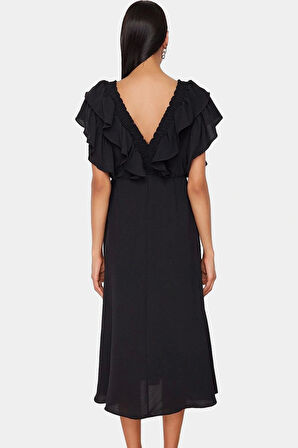 Skater A Kesim Midi Elbise Aerobin Dokuma Polyester Yazlık Mükemmel Uyum Zarifane Tasarım