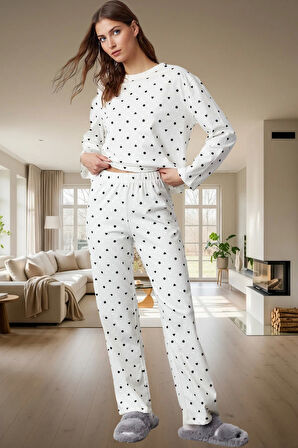 Kadın Regular Kalıp Uzun Kollu Pamuklu Pijama Takımı Modern Stil Özel Tasarım Kaliteli İşçilik