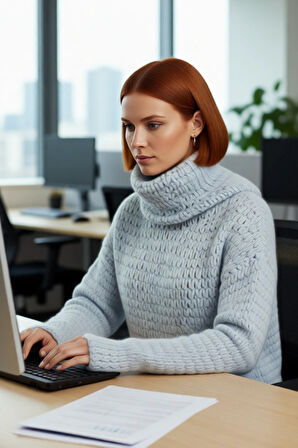 Kadın Oversize Kalın Selanik Dokulu Balıkçı Yaka Triko Kazak Günlük Rahat Şık Kombinler İçin İdeal