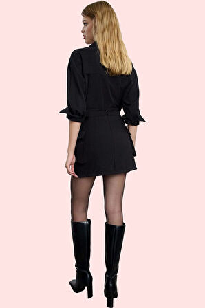 Kadın Şort Etek Fiyonk Detaylı Yüksek Bel Dokuma Kısa Günlük Hafta Sonu Yaz Aylarının Vazgeçilmezi