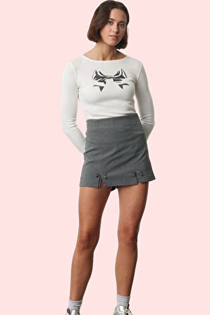 Kadın Mini Şort Etek Fiyonk Detaylı Dokuma Poliviskon Günlük Hafta Sonu Yaz Aylarının Vazgeçilmezi