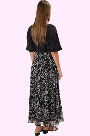 Kadın Maxi Kloş Etek Animal Desenli Rahat Günlük Yazlık Hafta Sonu Yaz Aylarının Vazgeçilmezi