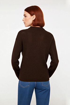 Kadın Oversize Triko Kazak Geniş İspanyol Kol Bisiklet Yaka Düz Dokulu Kışlık Basic Model Kaliteli