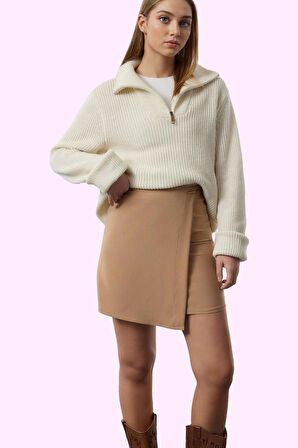 Kadın Mini Boy Dokuma Etek Kemerli Casual Günlük Stil Hafta Sonu Yaz Aylarının Vazgeçilmezi