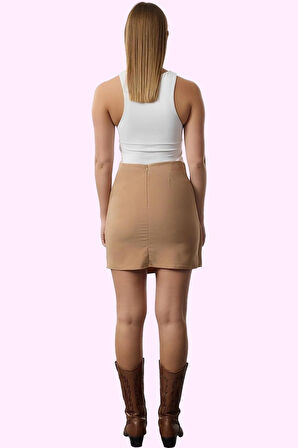 Kadın Mini Boy Dokuma Etek Kemerli Casual Günlük Stil Hafta Sonu Yaz Aylarının Vazgeçilmezi