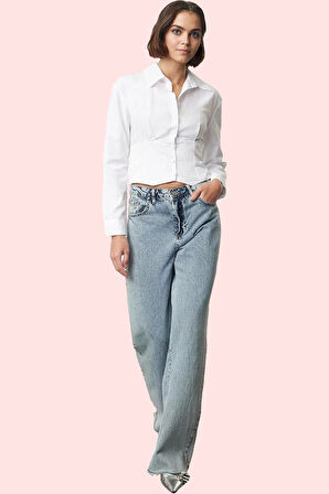 Kadın Fitted Kalıp Gömlek Dokuma Kumaş Günlük Kullanım Hafta Sonu Yaz Aylarının Vazgeçilmezi