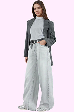 Kadın Yüksek Bel Geniş Paça Palazzo Jean Pantolon Pamuk Günlük Stil Yaz Aylarının Vazgeçilmezi