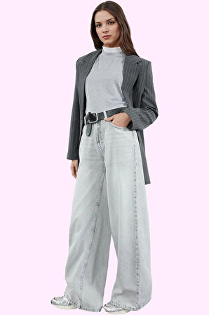 Kadın Yüksek Bel Geniş Paça Palazzo Jean Pantolon Pamuk Günlük Stil Yaz Aylarının Vazgeçilmezi