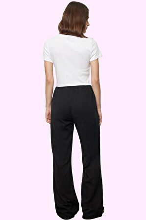 Kadın Geniş Paça Yüksek Bel Liyosel Pantolon Pamuklu Günlük Kullanım Yaz Aylarının Vazgeçilmezi