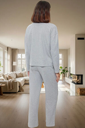 Kadın Waffle Kumaş Pijama Takımı Regular Kalıp Uzun Paça Homewear Kaliteli İşçilik Premium Kalite