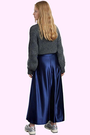 Kadın A line Maxi Etek Saten Dokuma Yüksek Bel Günlük Şıklık Hafta Sonu Yaz Aylarının Vazgeçilmezi