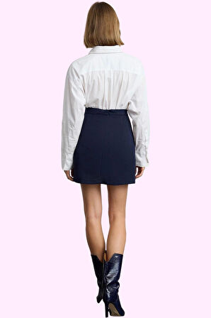 Kadın Pileli Dokuma Etek Yüksek Bel Kemerli A line Finike Günlük Kullanım Kaliteli Malzeme