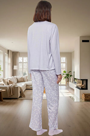 Kadın Çiçekli Pamuklu Pijama Takımı Rahat ve Şık Ev Giyim Seti Kullanım Profesyonel Görünüm