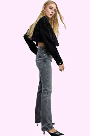 Kadın Yüksek Bel Flare Jean Denim Pantolon Comfort Dokuma Günlük Kullanım Kaliteli Malzeme