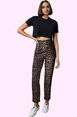 Kadın Yüksek Bel Cigarette Kalıp Dokuma Pantolon Finike Günlük Kullanım Yaz Aylarının Vazgeçilmezi