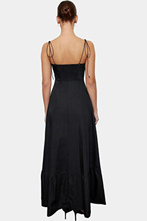 Maxi A line Kalp Yaka Pamuklu Elbise Günlük Ve Özel Günler İçin Dayanıklı Malzeme