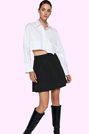 Kadın Mini Örme Etek A line Kalıp Pileli Yüksek Bel Yazlık Günlük Yaz Aylarının Vazgeçilmezi