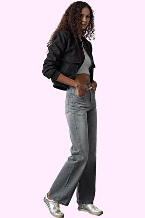 Kadın Yüksek Bel Geniş Paça Denim Pantolon Pamuk Günlük Stil Hafta Sonu Yaz Aylarının Vazgeçilmezi