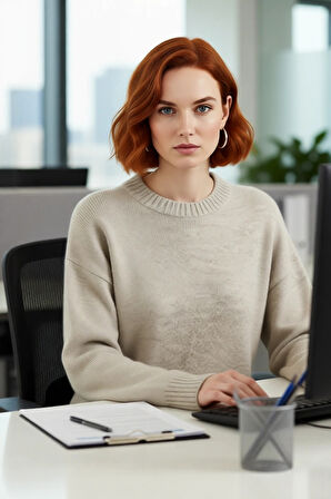 Kadın Oversize Triko Kazak Düşük Kol Bisiklet Yaka Basic Kışlık Günlük Rahat Şık Tasarım Kaliteli