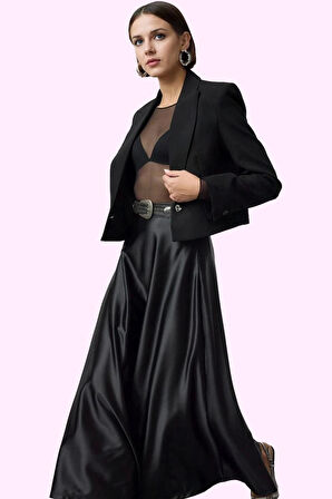 Kadın A line Maxi Etek Saten Dokuma Yüksek Bel Günlük Şıklık Hafta Sonu Yaz Aylarının Vazgeçilmezi