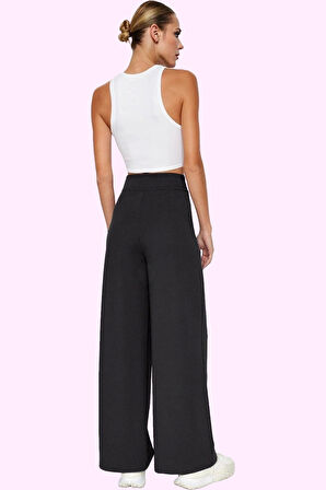 Kadın Yüksek Bel Geniş Paça Pileli Pantolon Günlük Şıklık Hafta Sonu Yaz Aylarının Vazgeçilmezi