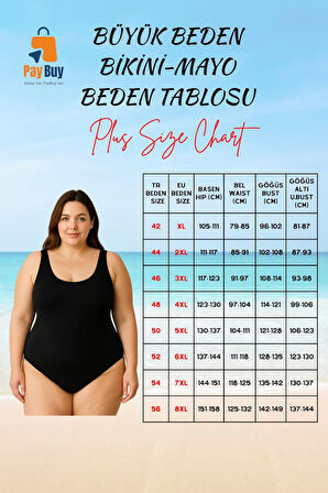 Konforlu Kaplı Derin V Yaka Rahat Kesim Büyük Beden Mayo Plus Size