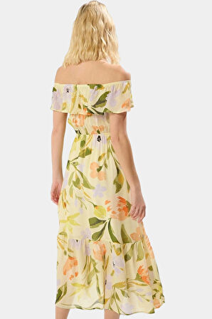 Çok Çiçekli A Kesim Maxi Elbise Polyester Yazlık Rahat Günlük Yüksek Kalite Premium