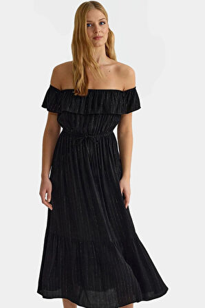 Yazlık Maxi Elbise Şık Çizgili Dokuma Kumaş Rahat Günlük Stil Kaliteli İşçilik Mükemmel Uyum