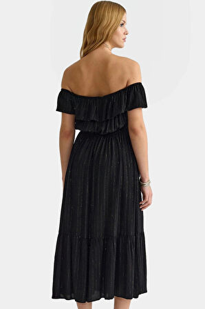 Yazlık Maxi Elbise Şık Çizgili Dokuma Kumaş Rahat Günlük Stil Kaliteli İşçilik Mükemmel Uyum