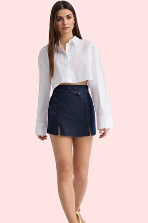 Kadın Denim Şort Etek Yüksek Bel Boru Paça Kemerli Günlük Kombinler Yaz Aylarının Vazgeçilmezi