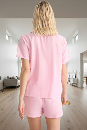 Kadın Viskoz Pijama Takımı Kalpli Detaylar İle Rahat Uyku Konforlu Kesim Kullanım Özel Tasarım