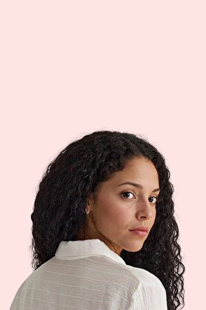 Kadın Çizgili Dokuma Gömlek Regular Kalıp Uzun Kol Günlük Kullanım Yaz Aylarının Vazgeçilmezi