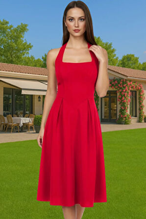 A Kesim Fiyonk Detaylı Midi Dokuma Abiye Elbise Günlük Kullanım İçin Özel Tasarım Modern Stil