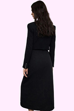 Kadın Maxi Etek Bağlama Detaylı Dokuma Keten Görünümlü Günlük Hafta Sonu Dayanıklı Malzeme