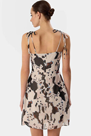 Çiçekli Desenli Şifon Mini Elbise Rahat A Kesim Yazlık Günlük Konforlu Özenle Seçilmiş