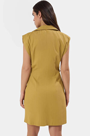 Gabardin Mini Elbise Kisa Kol Ay Pamuk Yazlık Günlük Özel Tasarım