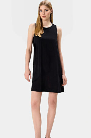 Keten Görünümlü Kolsuz Mini Elbise Geniş Kesim Casual Yazlık Seçkin Malzeme Kaliteli İşçilik