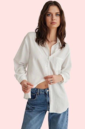 Kadın Basic Siluet Uzun Kollu Gömlek Yaka Pamuk Günlük Kullanım Yaz Aylarının Vazgeçilmezi