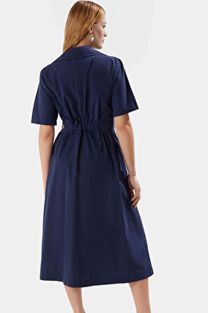 Yazlık Midi Poplin Elbise Kemerli A Kesim Günlük Şık Görünüm Mükemmel Uyum Modern Stil