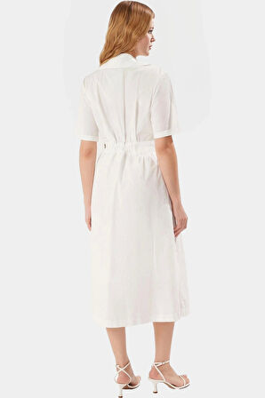 Yazlık Midi Poplin Elbise Kemerli A Kesim Günlük Şık Görünüm Mükemmel Uyum Modern Stil