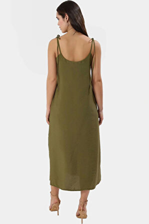 Kadın Shift Elbise Dokuma Polyester Kumaş Günlük Midi Boy Zarifane Tasarım Uzun Ömürlü