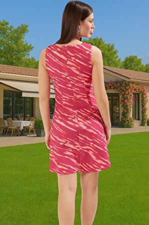 A Kesim Çiçek Desenli Mini Elbise Polyester Elastan Yazlık Günlük Özenle Seçilmiş Rahat Kullanım