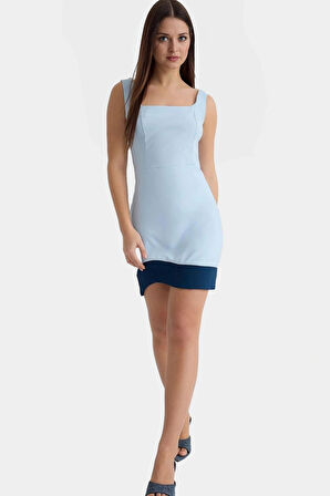 Bodycon Mini Elbise Kare Yaka Polyester Elastan Yazlık Kısa Seçkin Malzeme Profesyonel Görünüm