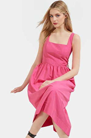 Yazlık Midi Boy Kolsuz Poplin Elbise Rahat Günlük Stil Kaliteli İşçilik Şık Görünüm