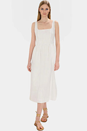 Yazlık Midi Boy Kolsuz Poplin Elbise Rahat Günlük Stil Kaliteli İşçilik Şık Görünüm