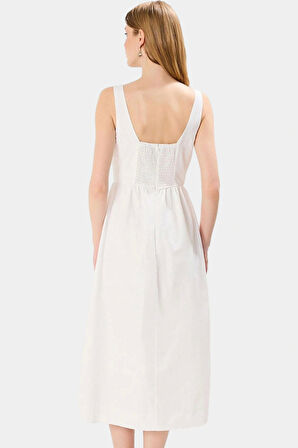 Yazlık Midi Boy Kolsuz Poplin Elbise Rahat Günlük Stil Kaliteli İşçilik Şık Görünüm