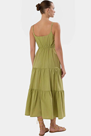 Maxi Dokuma Elbise Pamuklu Yazlık Günlük Skater Konforlu Kesim Seçkin Malzeme Zarifane Tasarım