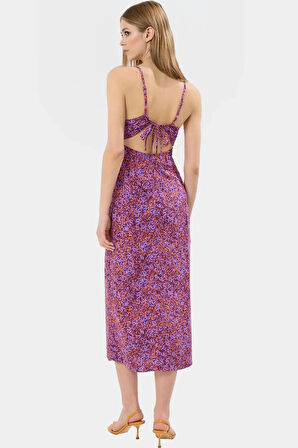 Şık Çiçekli Viskoz Midi Elbise A line Kesimle Rahatlık ve Stil Rahat Yüksek Kalite