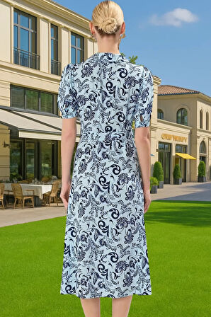 Kadın Midi Boy Gömlek Elbise Animal Desenli Viskoz Kumaş Günlük Stil Modern Stil